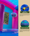 Interior view of Unicorn Bounce House With Slide And Pool 34 By 12.5 By 13.5 Ft Ultra Tough 15oz PVC Vinyl with basketball hoop.