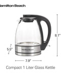Glass Electric Tea Kettle 1 Liter 1500W Fast Boil Cordless Pour-Over With Auto Shutoff Boil-Dry Protection BPA Free