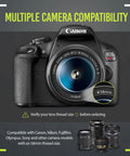 Canon EOS Rebel T7 with 58mm lens filter, part of Deluxe Lens Kit For Rebel DSLRs Packed With 58mm Filter Set 58mm Wide Angle
