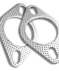 Two perforated metal exhaust flange gaskets, 2.5 inch inner bore, for car exhaust system