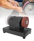 Banapoy 3 Inch Mini Bench Grinder With Adjustable Speed And Dual Grinding Wheels For Sharpening Knives Drills And Rust Removal Cordless Power Tool Compatible With 48-11 Battery Series in use.