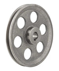 Heavy Duty Single Slot Cast Iron V Belt Pulley Tray for 90 To 280mm Motors showing smooth surface and holes for power transmission.
