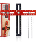 Effortlessly align cabinet hardware with a precision adjustable jig, supports multiple hole spacings, self-centering drill guide