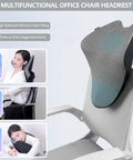 Two In One Office Chair Headrest Pillow And Lumbar Support with ergonomic design on a grey office chair