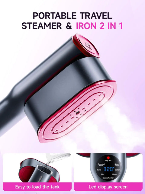 2 In 1 Travel Steamer And Iron For Clothes With 15 Second Heat Up And 1200W Power, close-up of ceramic heat panel design