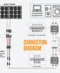 Solar panel connection diagram using 4 To 2 Solar Y Branch Connectors Kit For PV Panels Parallel Wiring Waterproof Wire Plug Tool MF FFMM 2 Pack.