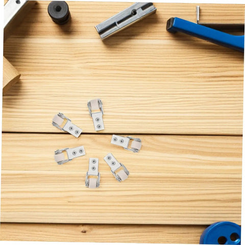 6 Piece White Nylon Sliding Wheels For Furniture Drawers Slick Rolling Track Guide Casters Heavy Duty laid out on wooden surface.