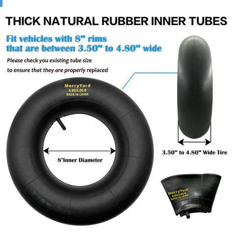 Two Pack Inner Tubes For 480 400 8 Wheels With TR13 Straight Valve Stem Tough As Nails Replacement For Wheelbarrows Mowers Hand Trucks