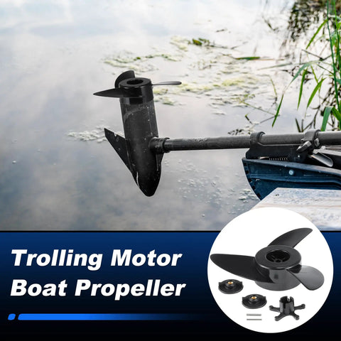 2 Pack Trolling Motor Outboard Propeller Set For Haibo ET44L ET54L D65L T34 3 Blade Electric Boat Propeller For Marine And Fishing Boats With Prop Nut Wrench