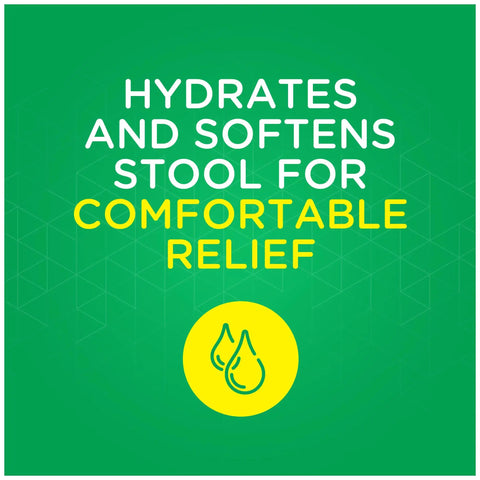 Fast Acting Saline Enema For Adults Laxative Relief In Minutes graphic showing hydration and comfort benefits, green background