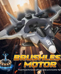 Brushless RC Plane With Camera And Built In Screen flying over cityscape, showcasing 360 Degree Flip Fighter Jet design for real-time FPV.
