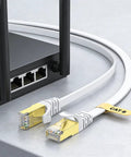 High Speed Cat 8 Ethernet Patch Cable 15 Ft For Gaming And Streaming, 40Gbps And 2000MHz Bandwidth, Slim Flat LAN Network Cable connected to router