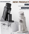 Legendary Electric Coffee Grinder With 55mm Titanium Conical Burr And Dead Straight Stepless Dial Featuring Anti Static Tech on white background.