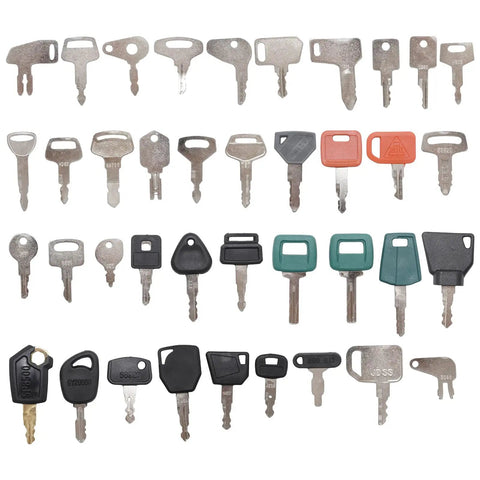 39-Piece Heavy Equipment Key Set And Construction Ignition Master Key Kit Replacement, assorted key shapes and sizes