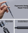 Top Shelf Precision Screwdriver Set, Mini 37 Piece Electronics Repair Kit Including Eight Bits For Phones Watches Laptops And Glasses, image of ergonomic screwdriver with anti-skid grip.