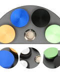 Watch Oil Dip Tool With Four Color Ceramic Dishes, Rust Proof Alloy Frame, top view showing colorful dishes for oil separation.