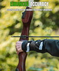 Close-up of a right hand holding a bow with black adhesive arrow rest for 8 Pack Recurve Bow Arrow Rest for Right Hand Archers.