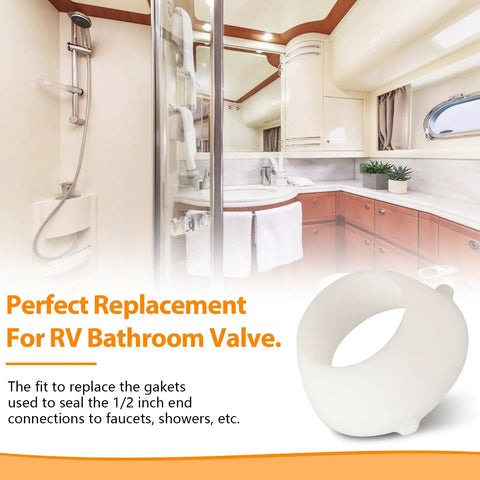 Twenty Piece Heavy Duty Plastic Santoprene Swivel Seals For Half Inch PEX Pipe Fittings And RV Water Lines To Plug Leaks Fast With Zero Drip Nonsense A Reliable Game Changer For Quick Swaps And Easy Installs in a bathroom setting.