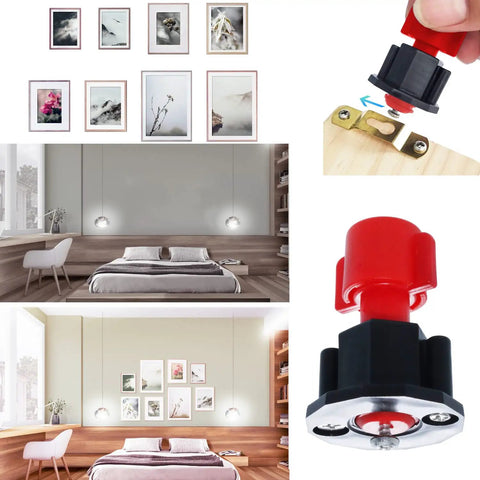 Picture Hanging Marking And Leveling Kit For Frames And Murals With A Mini Bubble Level, Nail Hole Markers, Center Punch, Red Keyhole Tools setup