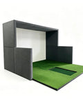 Modular Golf Simulator Enclosure with Premium Panel Wall System for Indoor Cages Impact Screen and Turf Flooring, 11x11x7 ft