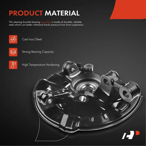 Close-up of Front Right Steering Knuckle And Wheel Bearing Hub Assembly For Toyota Corolla 2009 Through 2018 And Matrix 2009 Through 2014