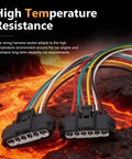 2-Pack 6-Pin Throttle Body Pigtail TPS Repair Connector Kit, displayed over high temperature environment, showcasing durability.