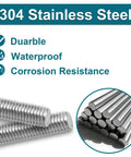 Top Shelf M5 Threaded Rods 250 Millimeter Fully Threaded Stainless Steel Studs Rust Resistant Heavy Duty hardware fasteners in 304 SS.