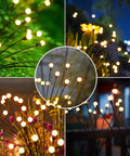 Solar Firefly Pathway Lights 6 Pack Warm White LED Garden Decor Waterproof Outdoor Solar Powered Lights at night in garden