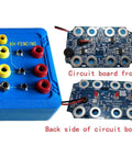 Fencing Gear Diagnostic Tool With Color-Coded Slots And Indicator Lights For Epee, Foil, And Saber Blades, circuit boards shown