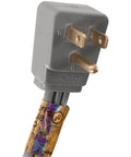 Close-up of 15 Amp Appliance Power Cord Heavy Duty 6 Feet Three Wire Grounded With Right Angle Plug Head UL Listed ETL Listed