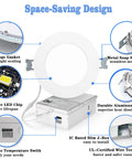 Ultra-Thin 4-Inch Recessed LED Lights Dope 12-Pack, Dimmable Canless Downlights With 5 CCT Selectable component features