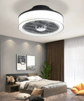 Dope 16 Inch Flush Mount Ceiling Fan With Lights Remote Control LED Dimmable 3 Color Temperature 7 Blade Enclosed Low Profile 72W 3 Speed Timed Bedroom in modern bedroom setting