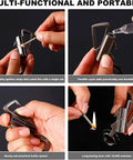 Collage showcasing 3 In 1 Infinity Lighter With Multitool Keychain Bottle Opener Reusable Waterproof Permanent Match Fire Starter