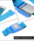 Close-up of Two Pack Anti Static Wrist Strap ESD Antistatic Bracelet with Adjustable Cord, blue grounding band and clasp detail.