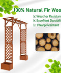 Wooden Garden Arbor With Planter Boxes And Wedding Arch For Outdoor Ceremony, Trellis For Climbing Plants, Easy Setup Pergola
