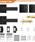 Image showing Square Entry Door Levers And Deadbolt Set, Heavy Duty, Flat Black, Keyed Alike, Reversible, 2 Pack components.