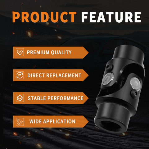 3/4 Inch 36 Spline To 3/4 Inch DD Universal U Joint Steering Shaft Black 83mm Length High Strength 40Cr Alloy Steel