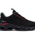 Work Ready Steel Toe Shoes For Men, Lightweight Safety Sneakers With EVA 3D High Rebound Sole, ASTM F2413, Red Black, Size 11, Side View