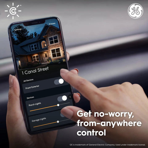 Smartphone control app for Cync Outdoor PAR38 Flood Smart LED Bulbs With WiFi, Color Changing, Works With Alexa And Google Home.