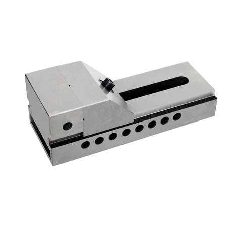 Side view of Screwless Mini Insert Vise For Toolmakers, 3 Inch Steel With 0.0002 Inch Precision Ground Surfaces, V Groove Design.
