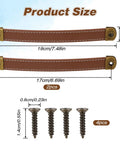 Leather Drawer Pulls Set Of 2 With Mounting Screws, Brown PU Leather Handles for Drawers, Trunks, Cabinets, Dimensions View