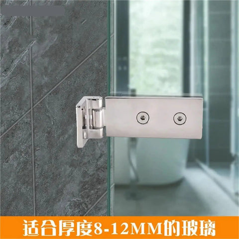 Heavy Duty Stainless Steel Glass Door Hinge For Frameless Bathroom And Shower Setup With Smooth 180 Degree Pivot and Silver Mounting Kit