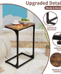 C Shaped End Table for Couch and Small Spaces, Under Sofa Side Table that Slides, showcasing enhanced structure and adjustable feet