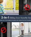Adjustable Sliding Door Security Bar 18-50 Inches Locking Window And Patio Door Reinforcement, Heavy Duty 8mm Stainless Steel 1.18 Inch Diameter, Childproof Burglar Bar For Windows, Kitchen, Balcony Sliders, Apartments In White installed on window and sliding glass door.