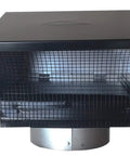Galvanized Steel Roof Vent Cap With Damper And Removable Screen 6 Inch Collar Black Finish front view