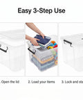 Straight Up Premium Clear Storage Bins With Secure Seal Lids And Heavy Duty Handles for easy organization of stored items.