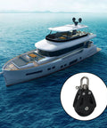 Nylon Marine Pulley Beefy Yet Lightweight With Stainless Steel Hardware For Ropes Up To 11mm 1650 Lb Load Capacity Ideal For Yacht And Sailboat Pulleys 2.6 Inches Long By 2 Inches Wide By 0.9 Inches Thick, black pulley on yacht