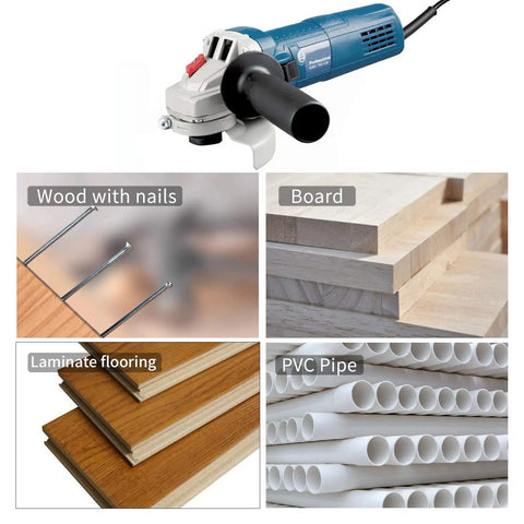 Heavy Duty 4 1/2 Inch Brazed Tungsten Carbide Cutoff Wheels With 7/8 Inch Arbor used on wood with nails, laminate flooring, and PVC pipes.