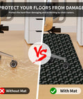 Comparison of hardwood floor with and without 48 By 36 Inch Office Chair Mat For Hardwood Floors With 3D Pattern PVC Heavy Duty Floor Protector