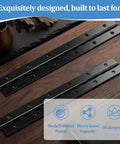 2 Piece Black Stainless Steel Piano Hinges With 24 Screws For Heavy Duty Cabinets And Rv Storage Boxes Built Tough As Nails For Diy Projects No Sweat Setup Rock Solid Continuous Hinge Kit on wooden background.